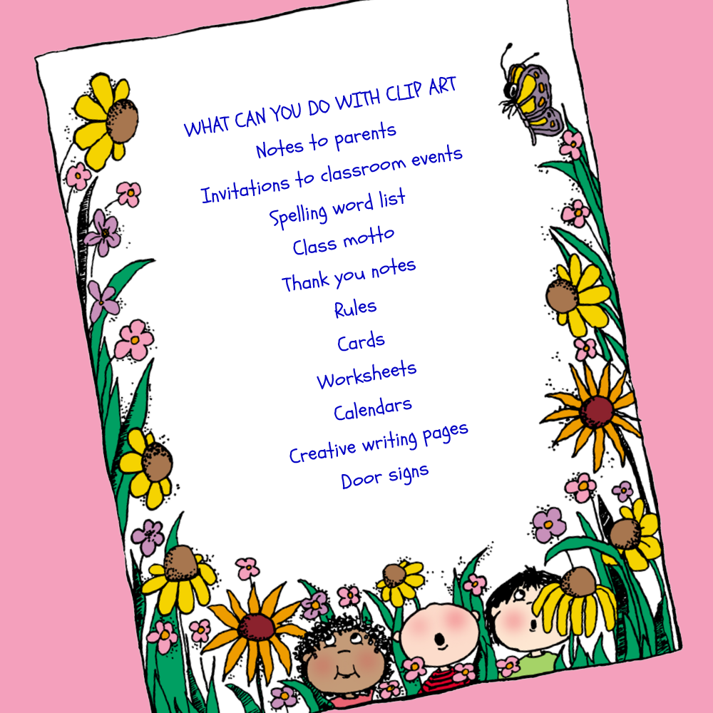 Sample page of stationery made with colored clip art