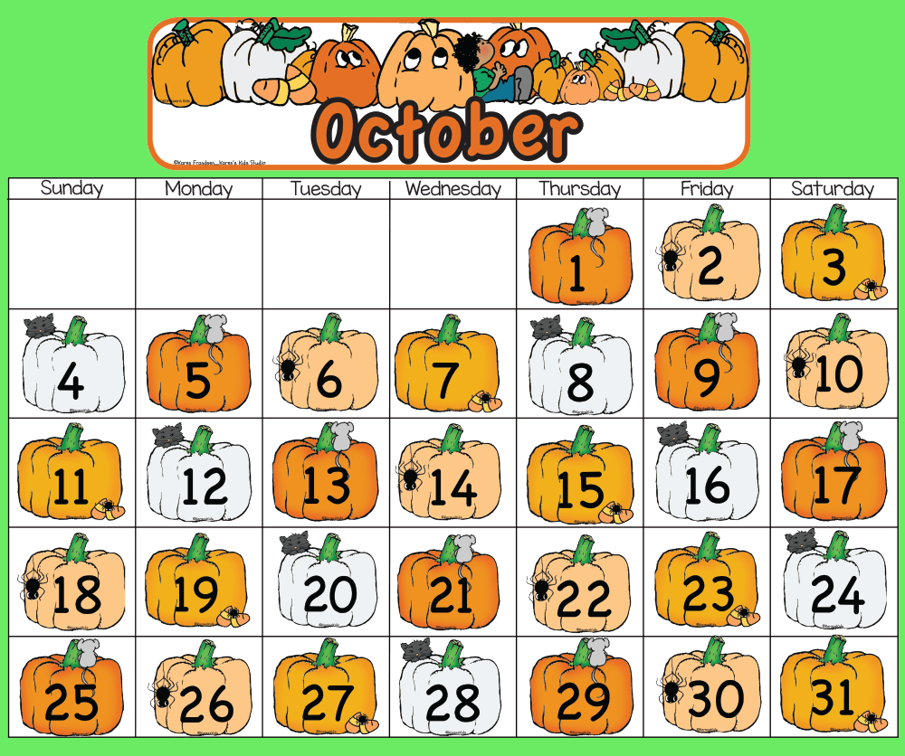 Sample calendar made with clip art