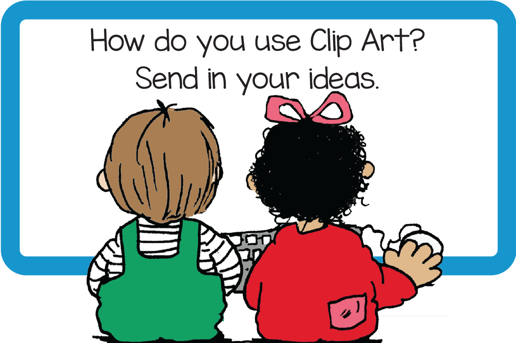 How to use clip art image with 2 kids at a computer.