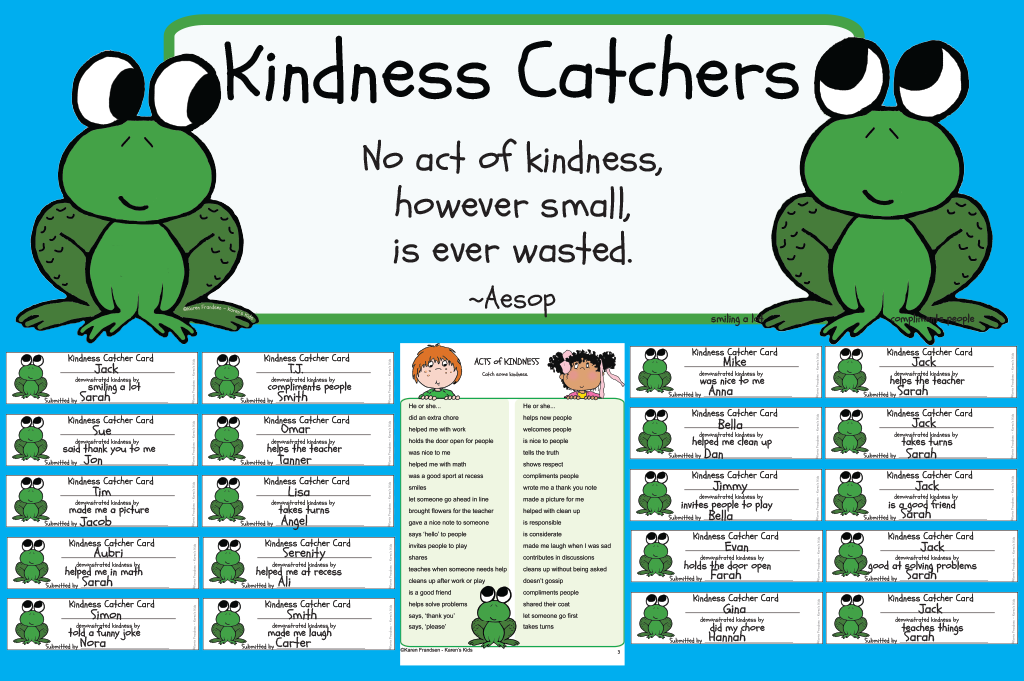 Kindness catcher bulletin boards with clip art.