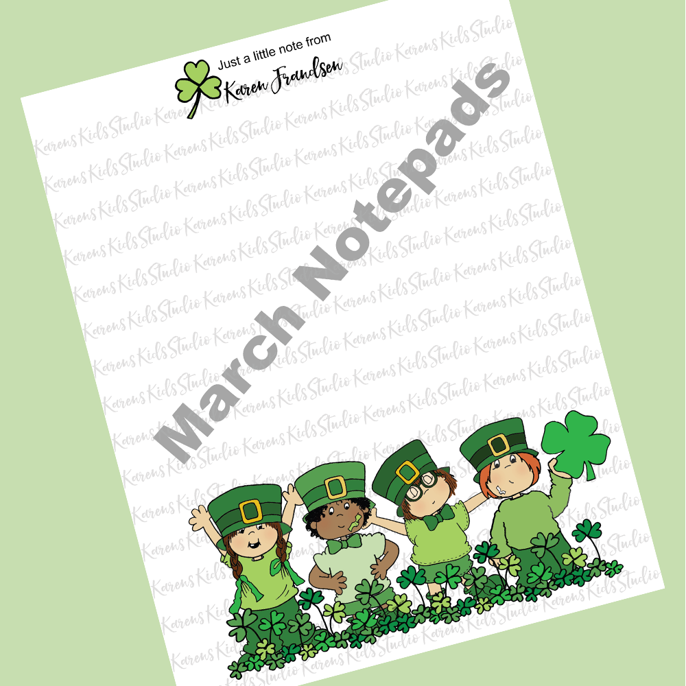 Sample page of stationery with Leprechaun clip art