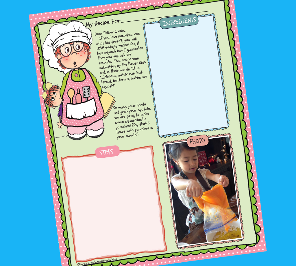 Sample of a recipe page made with clipart stationery.