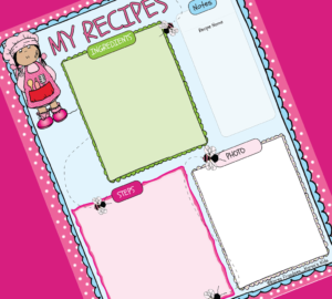 A colorful recipe page sample made with clip art.