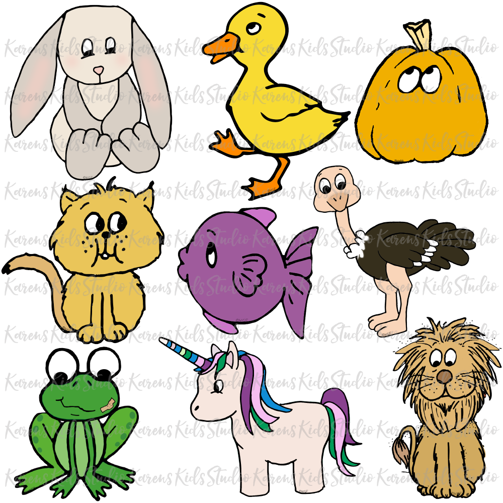 Samples of colored clipart used for making magnetic paper dolls