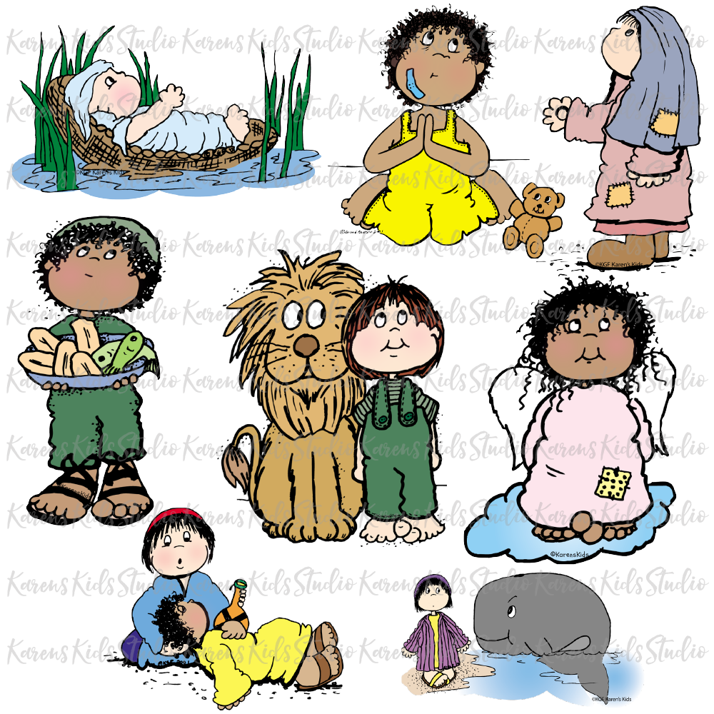 Bible themed clipart samples to use for making magnetic paper dolls.